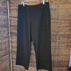 VTG Fabrizio Gianni Brown Crop Pant Stretch 12 Wide Leg & Cuffed Pockets